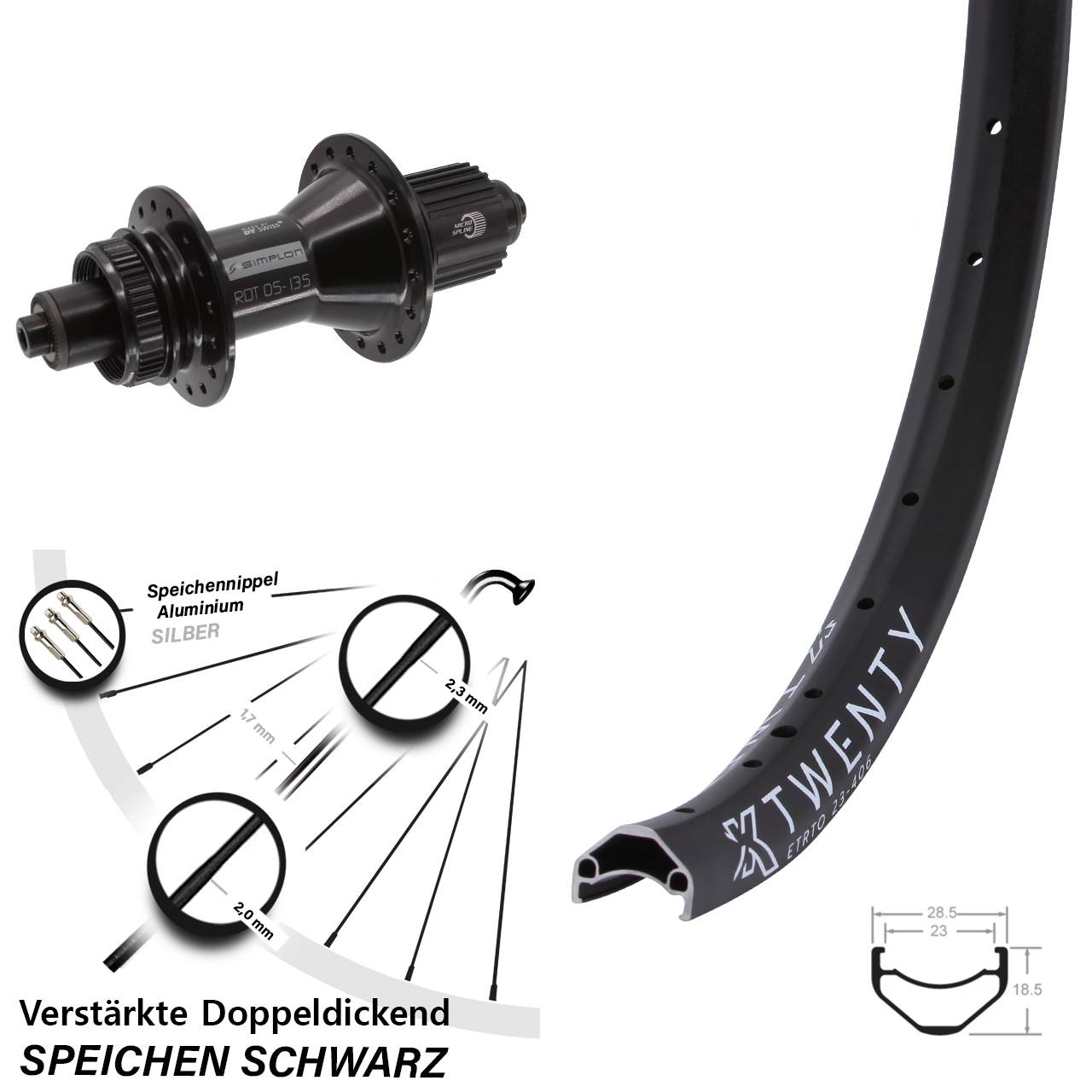 KX Twenty DT Swiss 370 Hybrid 20 Zoll Disc Laufrad für Schnellspanner Micro Spline