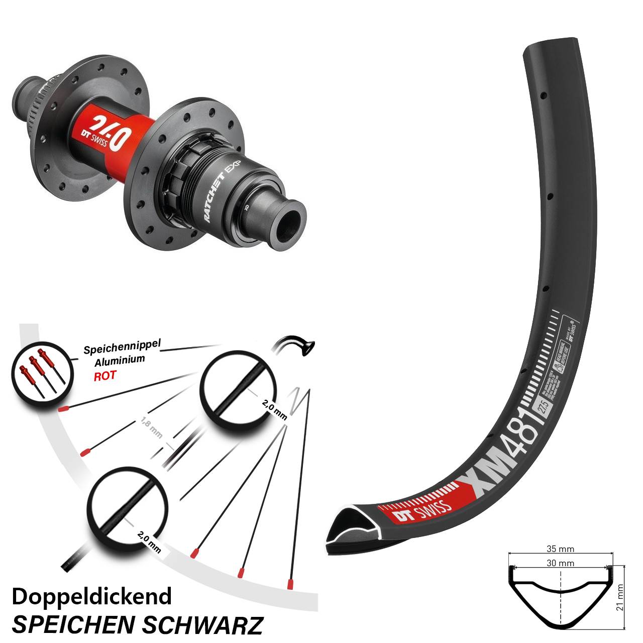 DT Swiss XM481 DT Swiss 240 EXP 27,5 Zoll Hinterrad Centerlock 12x142