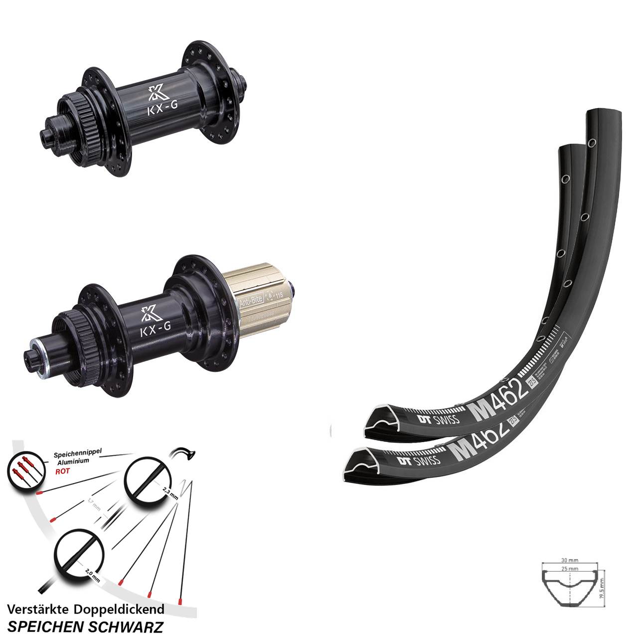 650B DT Swiss M462 KX-G Centerlock Laufradsatz QR 8-12 fach