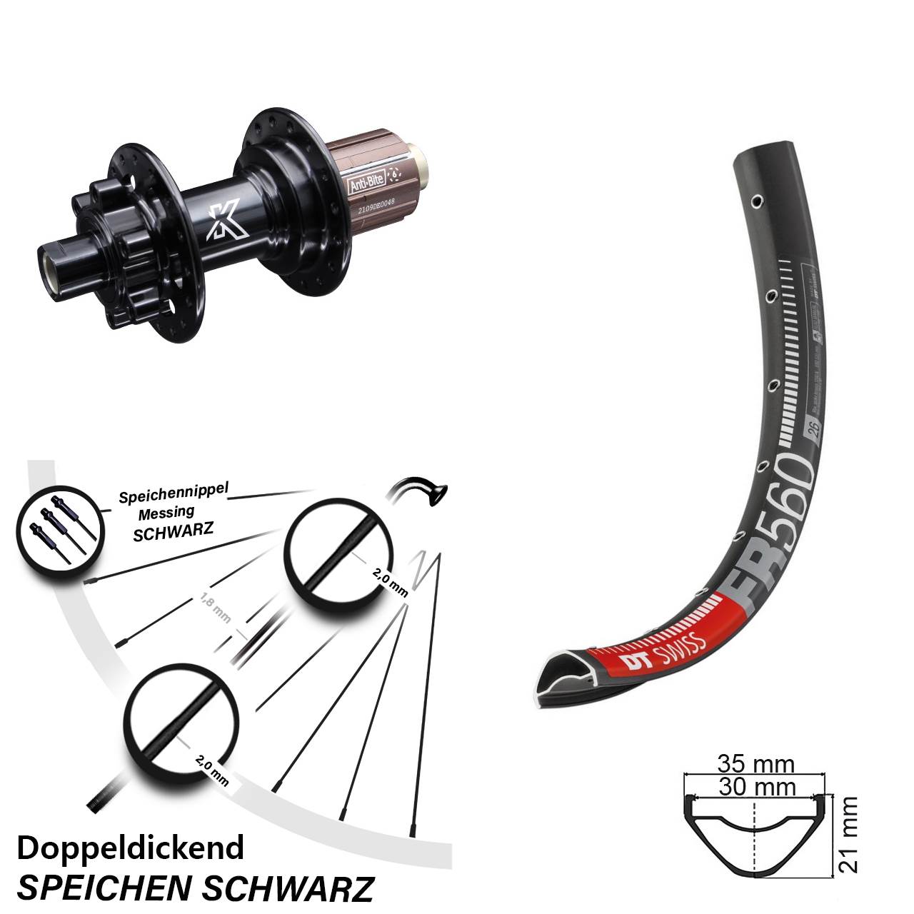 Hinterrad 26 Zoll DT Swiss FR 560 KX-M 8-12 fach 12x142