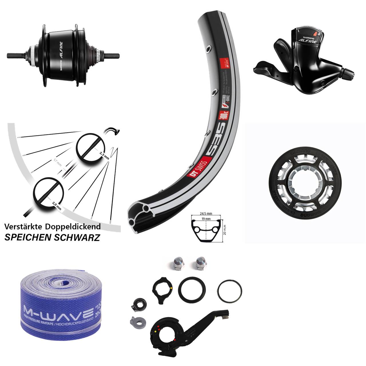 Fahrrad Hinterrad 28 Zoll DT Swiss 535 Shimano Alfine 8 Gang schwarz