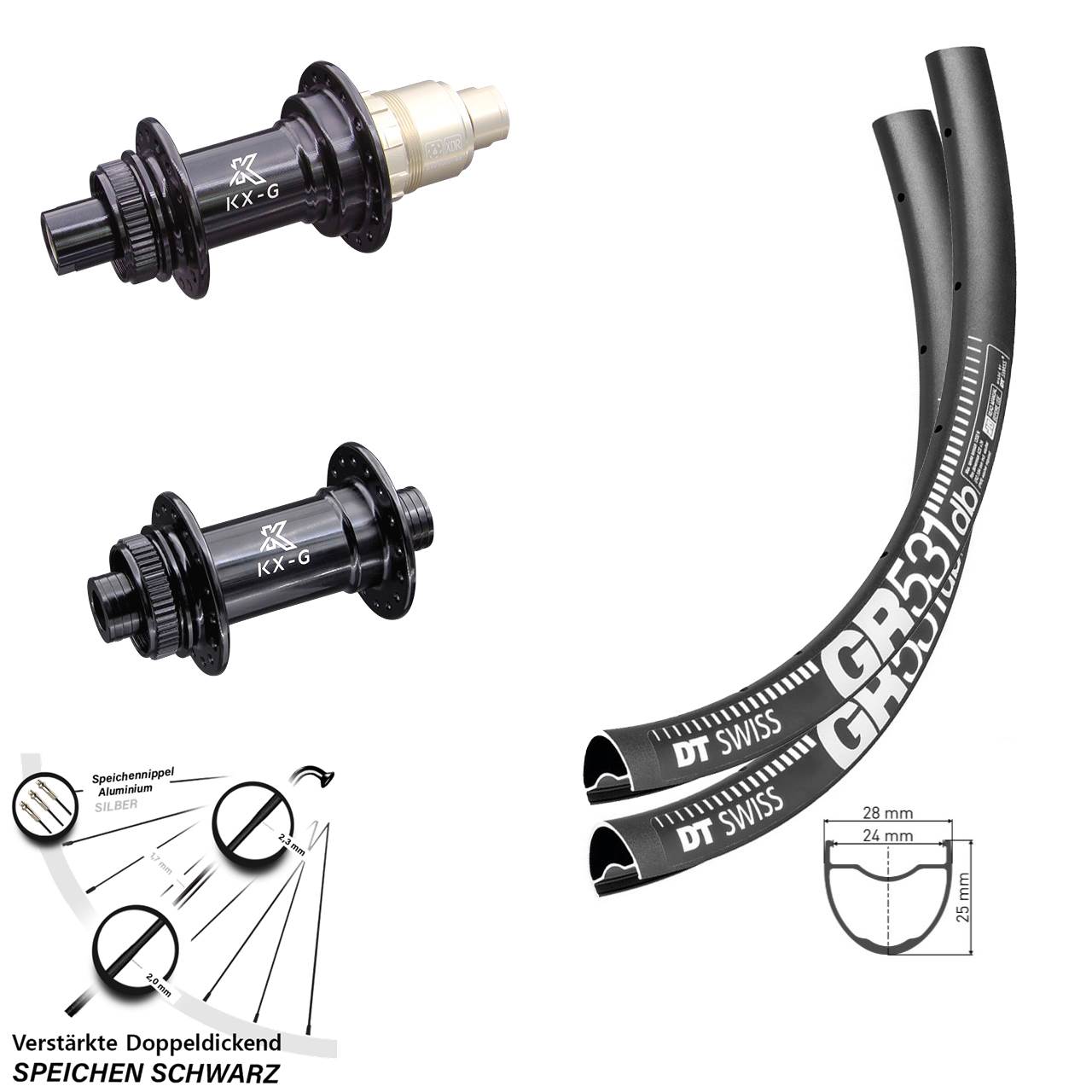 Laufradsatz 650B DT Swiss GR531 KX-G XDR 11-12 fach 12x100/142