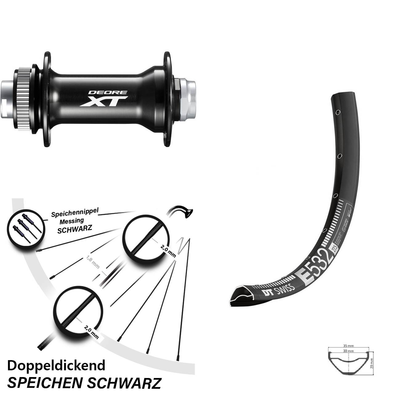 DT Swiss E532 Shimano XT 27,5 Zoll Disc Laufrad 15x110 Boost