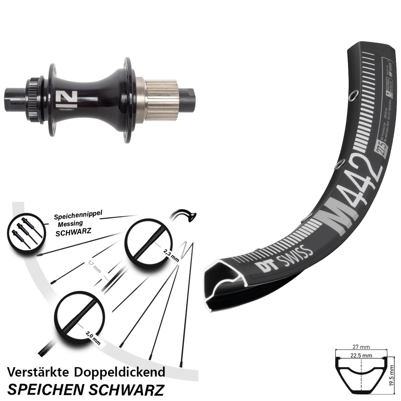 Centerlock Hinterrad 28 Zoll DT Swiss M442 Novatec D462 Shimano Micro Spline 12x148