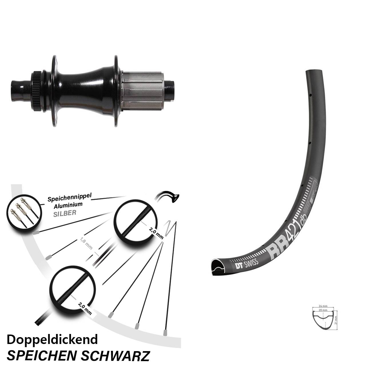 28 Zoll Hinteres Rad DT Swiss RR 421 DB mit Formula CL-142S 8-11 fach