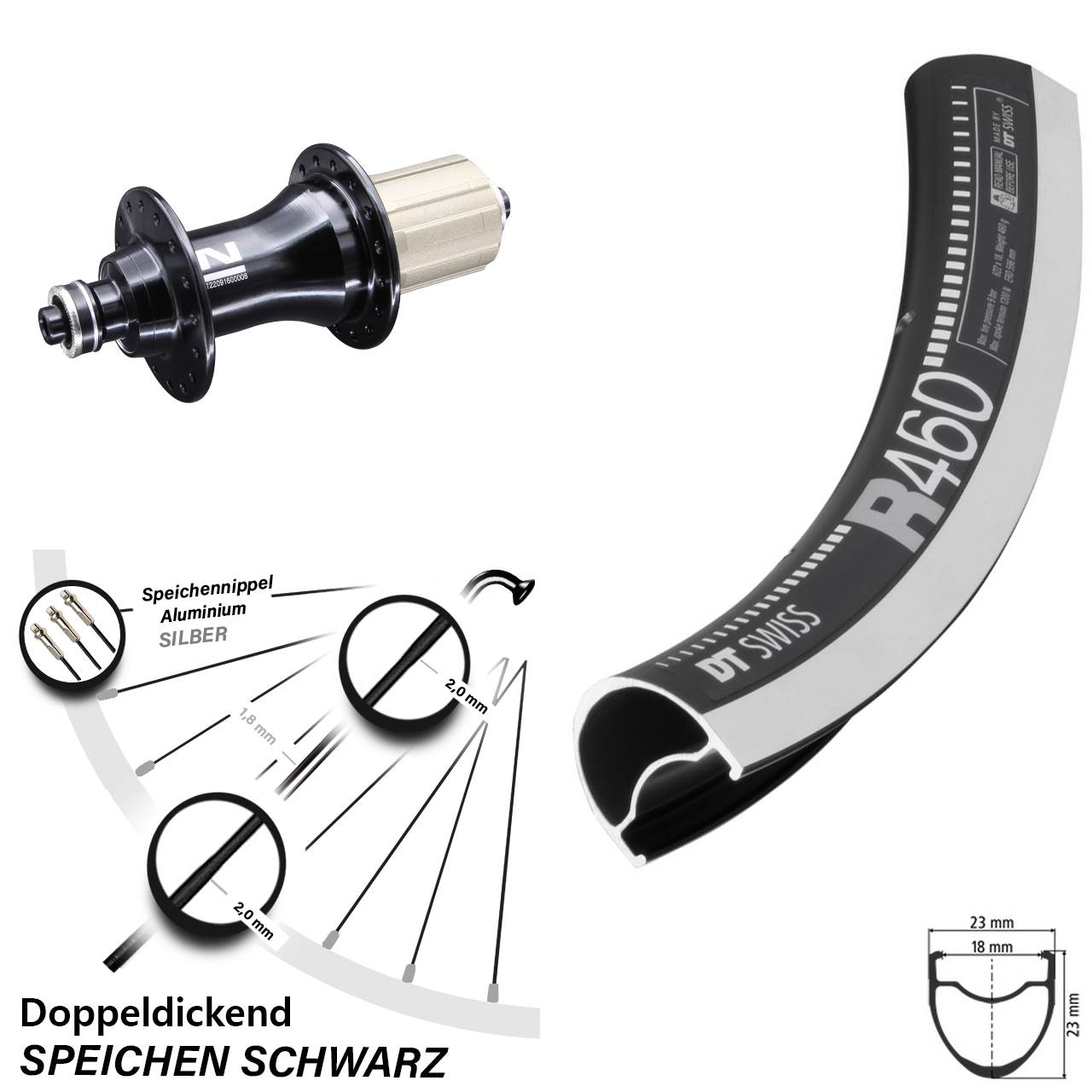 DT Swiss R 460 Hinterrad 28 Zoll mit Novatec F162 Nabe 11-fach