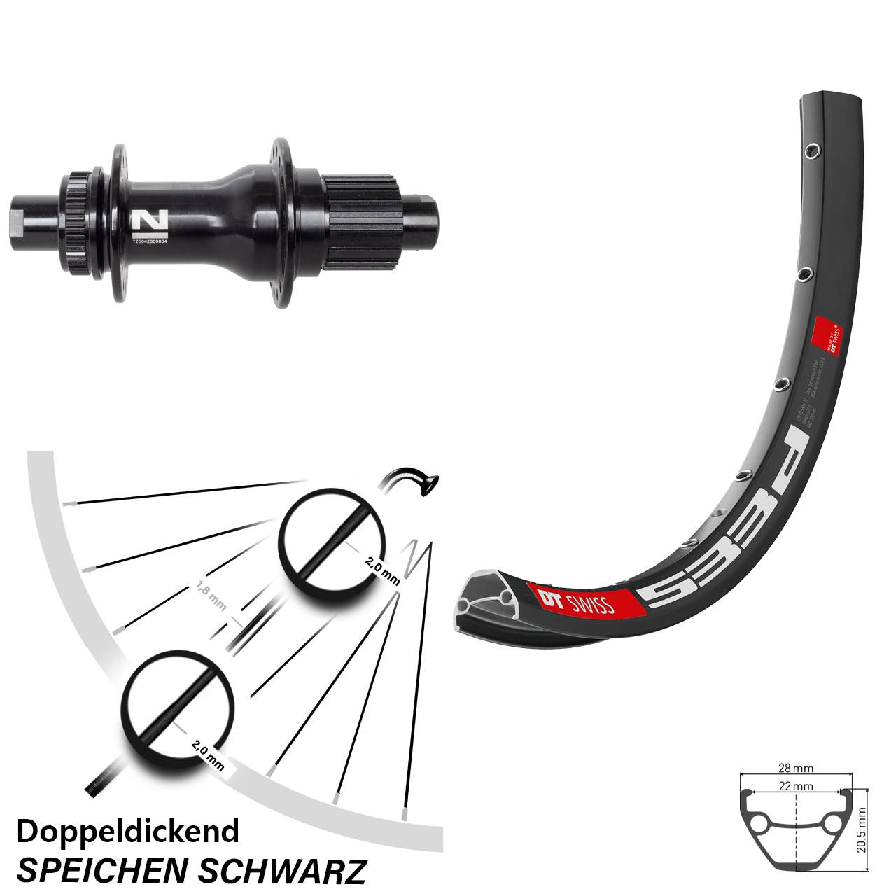 Disc Laufrad 12x142 27,5 Zoll DT Swiss 533 D Novatec D792SB Shimano Micro Spline