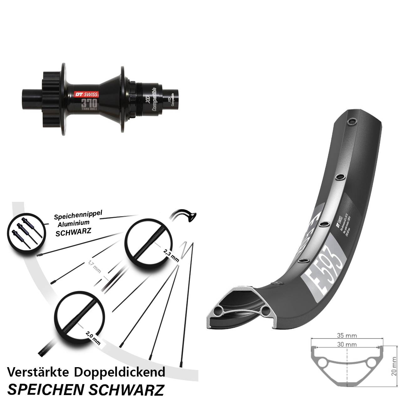 Disc Hinterrad 12x142 29 Zoll DT Swiss E593-370 SRAM XD