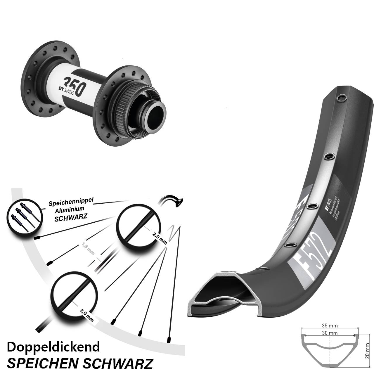 27,5 Zoll Vorderrad DT Swiss F572 350 Centerlock Boost