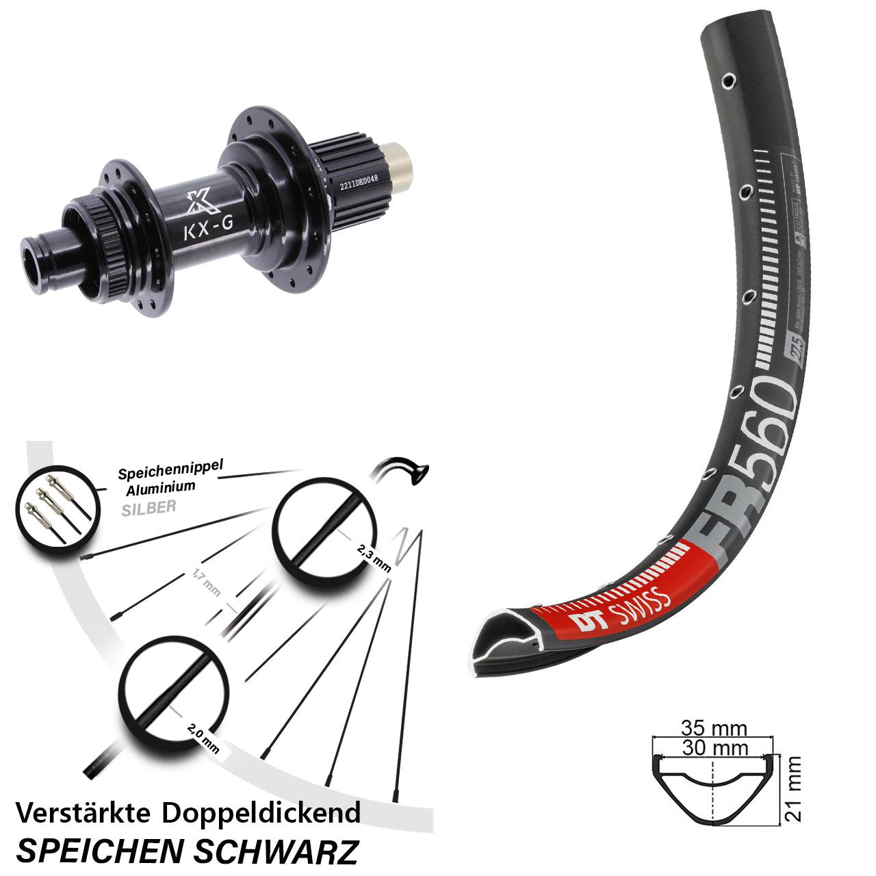 Disc Laufrad 26 Zoll DT Swiss FR 560 KX-G Shimano Micro Spline 12x142