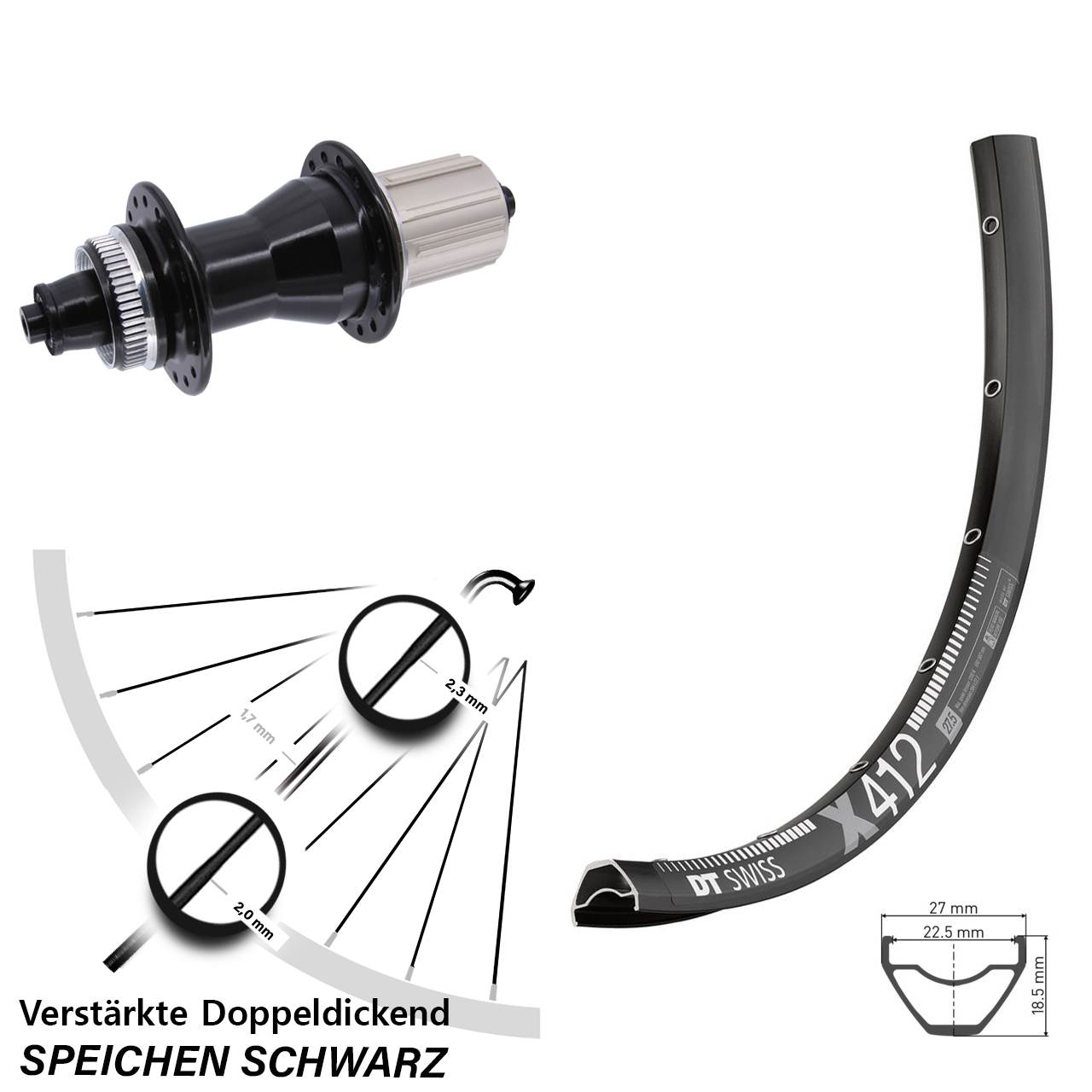 DT Swiss X412 Novatec CL-135 29 Zoll Disc Hinterrad für Schnellspanner 8-12 fach HG