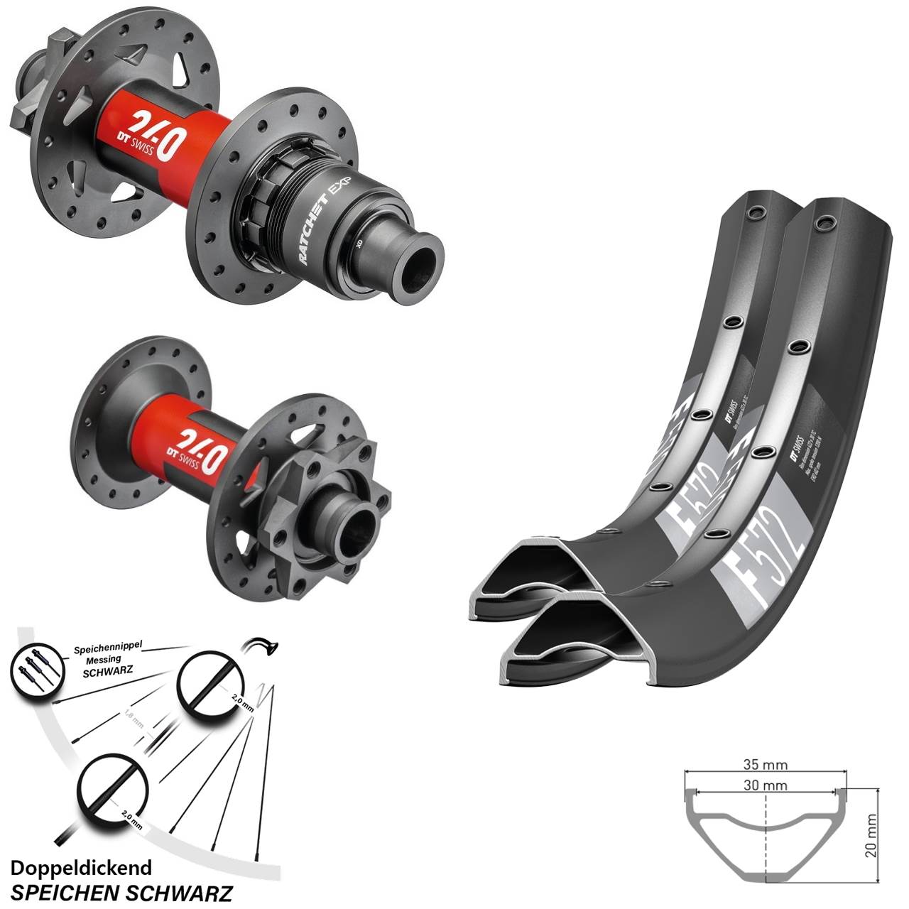 27,5 Zoll DT Swiss F 572-240 240 EXP Laufradsatz 6-Loch 15x110 12x148 XD