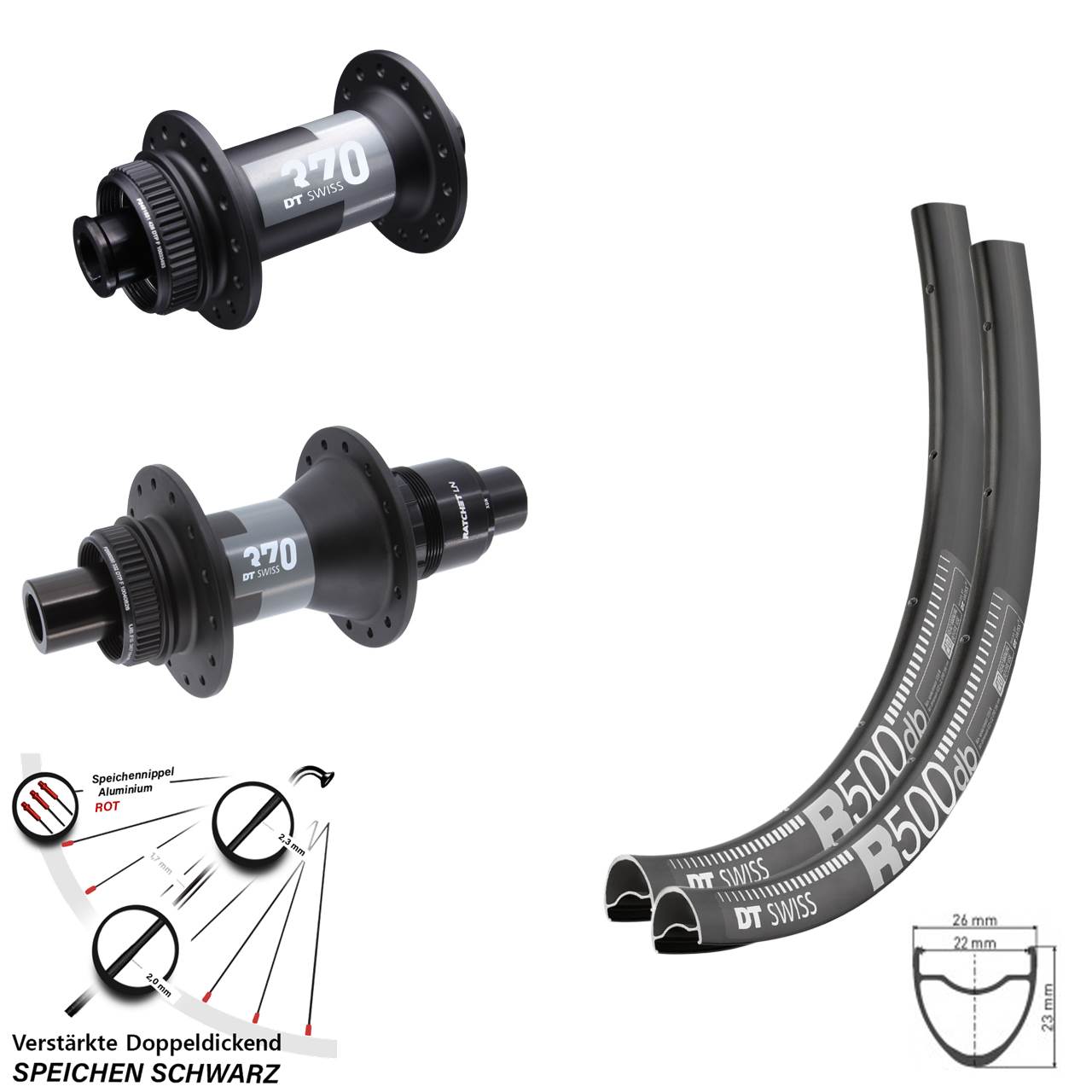 Disc Laufrad-Satz 15x100 12x142 28 Zoll DT Swiss R 500-370 XDR 11-12 fach
