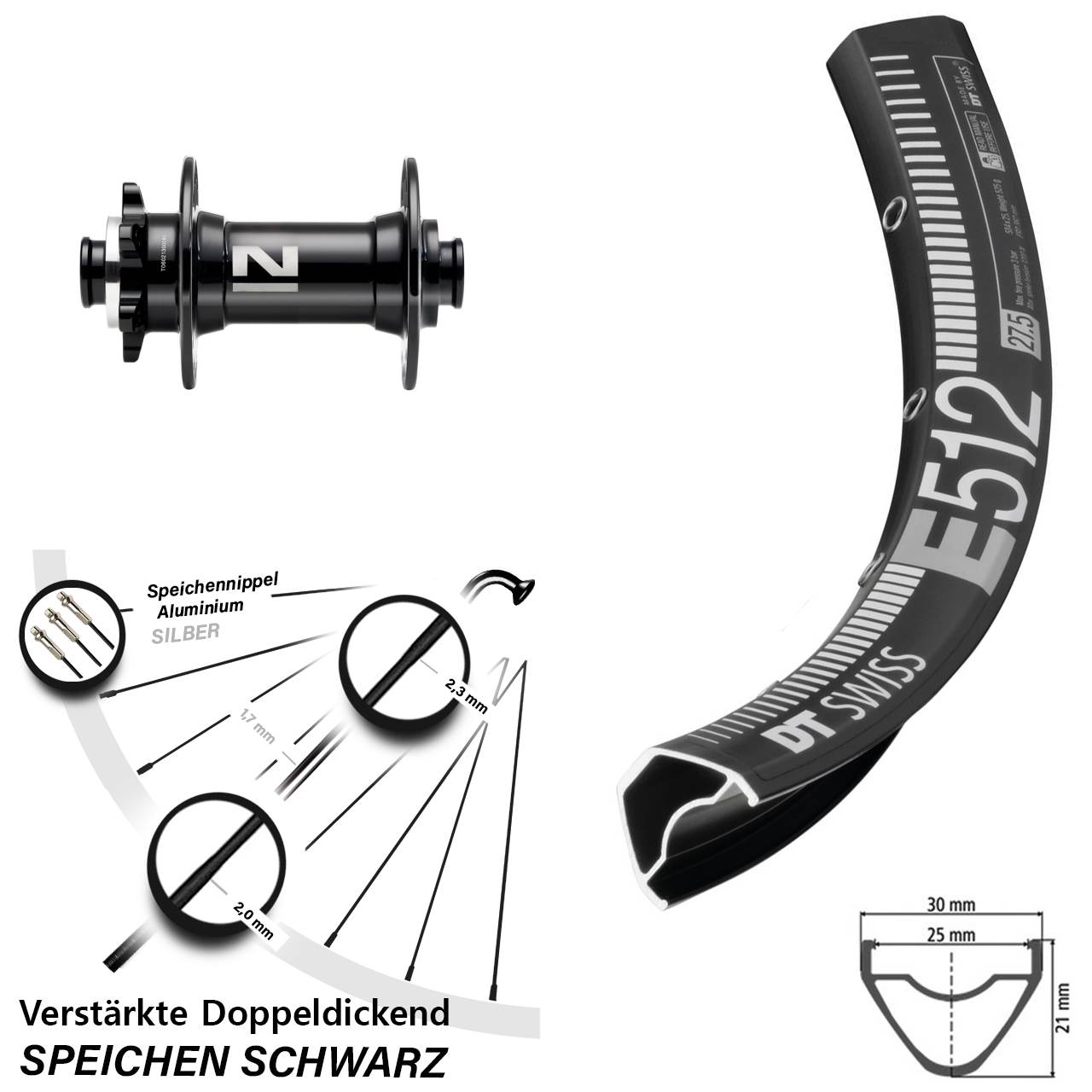 DT Swiss E 512 Novatec D041 650B Vorderrad 6-Loch 15x110 Boost