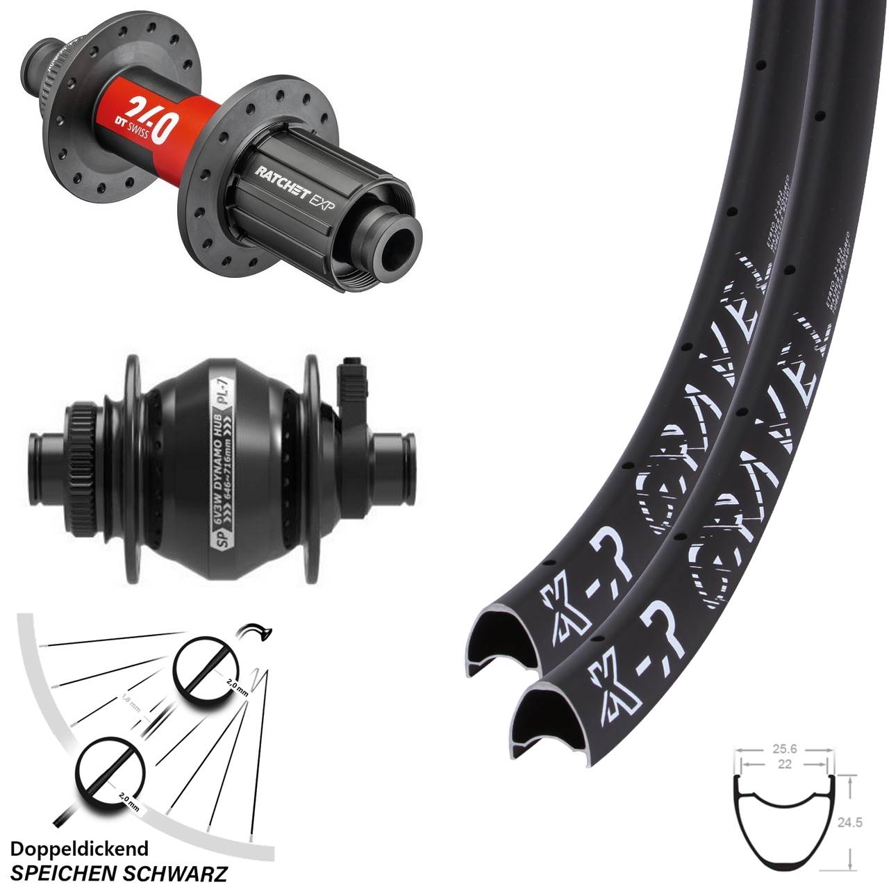 28 Zoll Disc Laufradsatz KX-R Gravel DT Swiss 240 EXP Shutter PL-7 11-12 fach 12x100/142