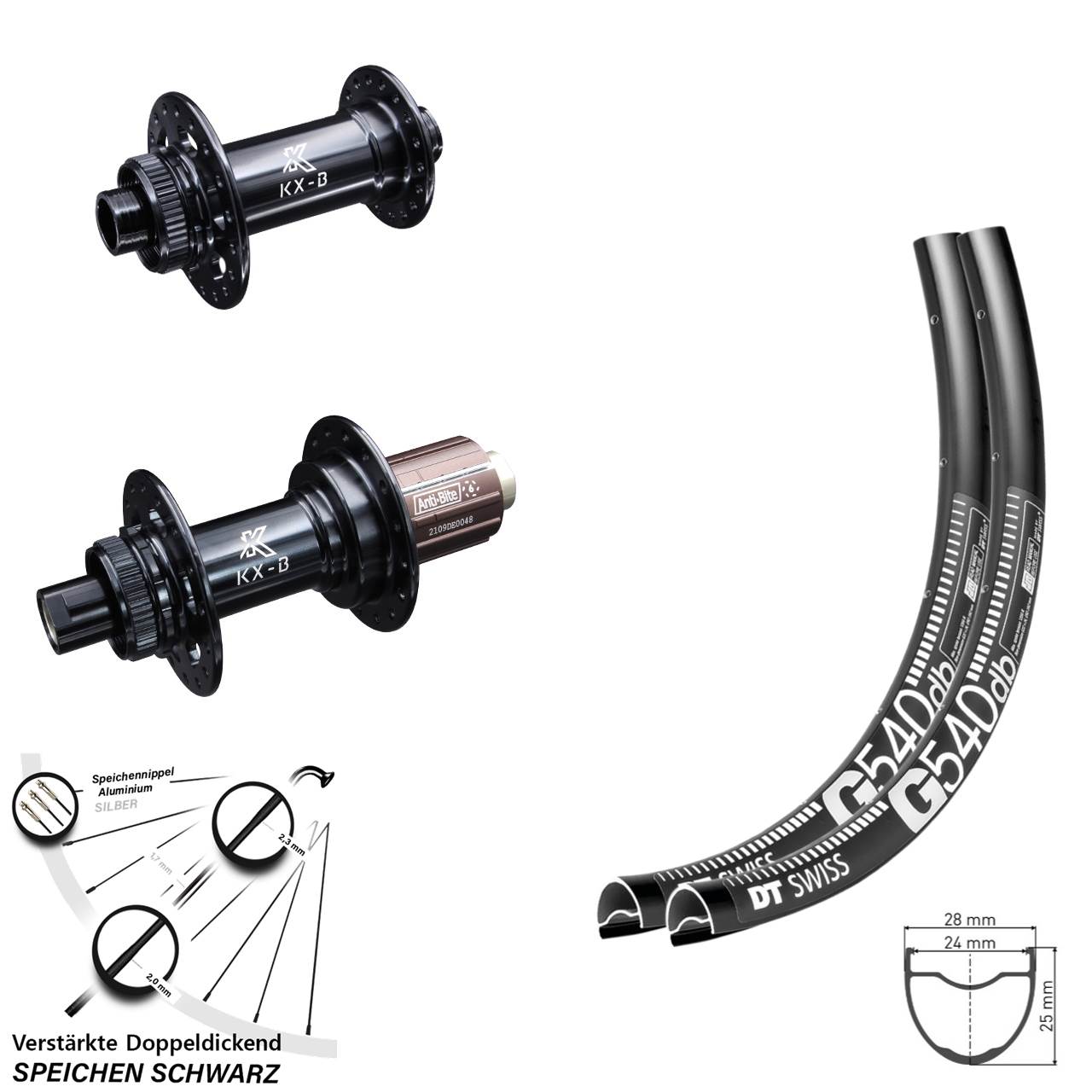 DT Swiss G 540 Laufradsatz Gravel Boost KX-B 12x110/148 mm 28 Zoll Bikepacking