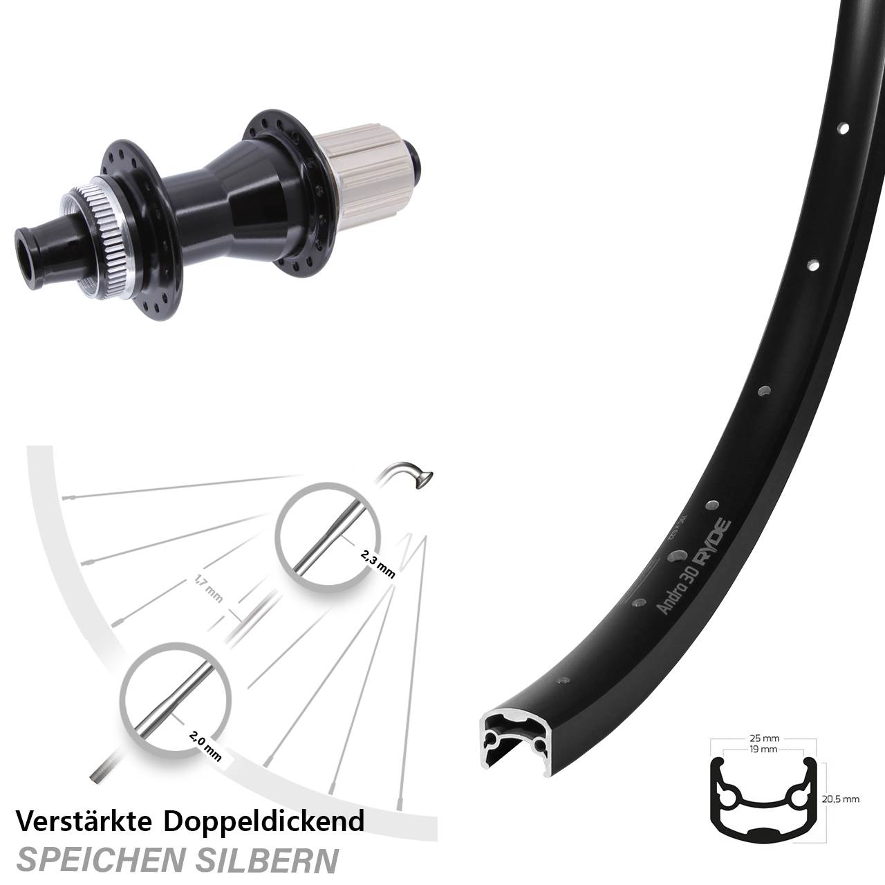 Disc Hinterrad 12x142 29 Zoll Ryde Andra 30 Novatec CL142 8-12 fach HG