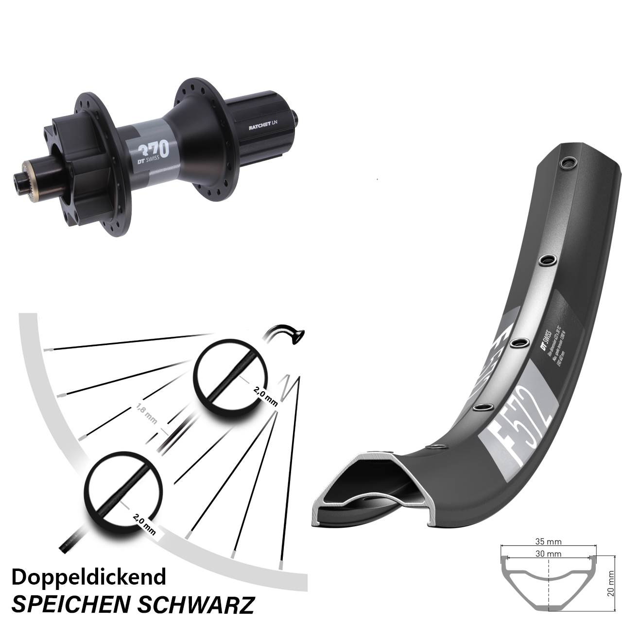 Disc Laufrad QR 650B DT Swiss F572-370 8-11 fach HG