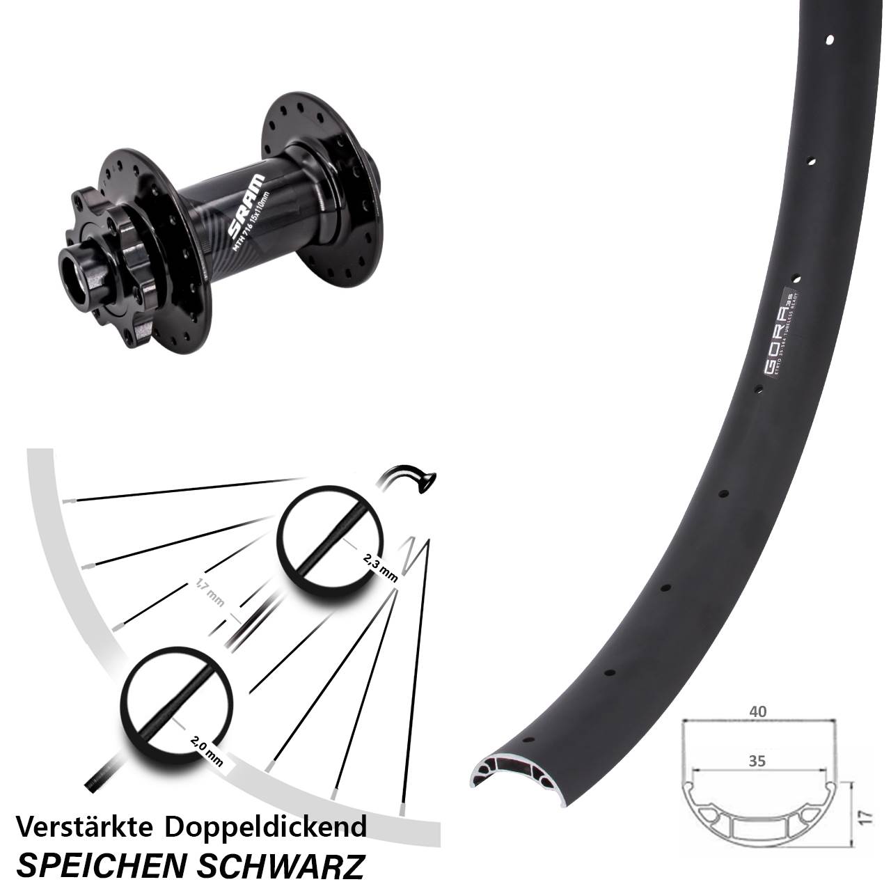 Disc Laufrad 27,5 Zoll Gora 35 Sram 716 15x110 Boost