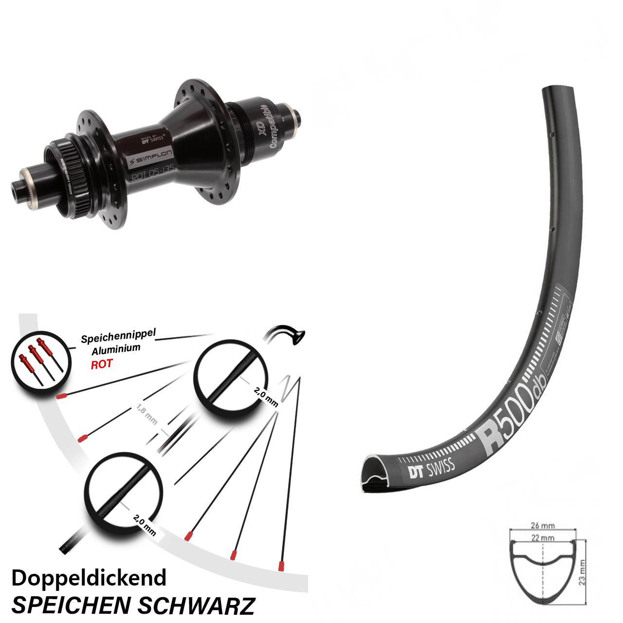 DT Swiss R 500-370 28-29 Zoll Disc Laufrad QR SRAM XD