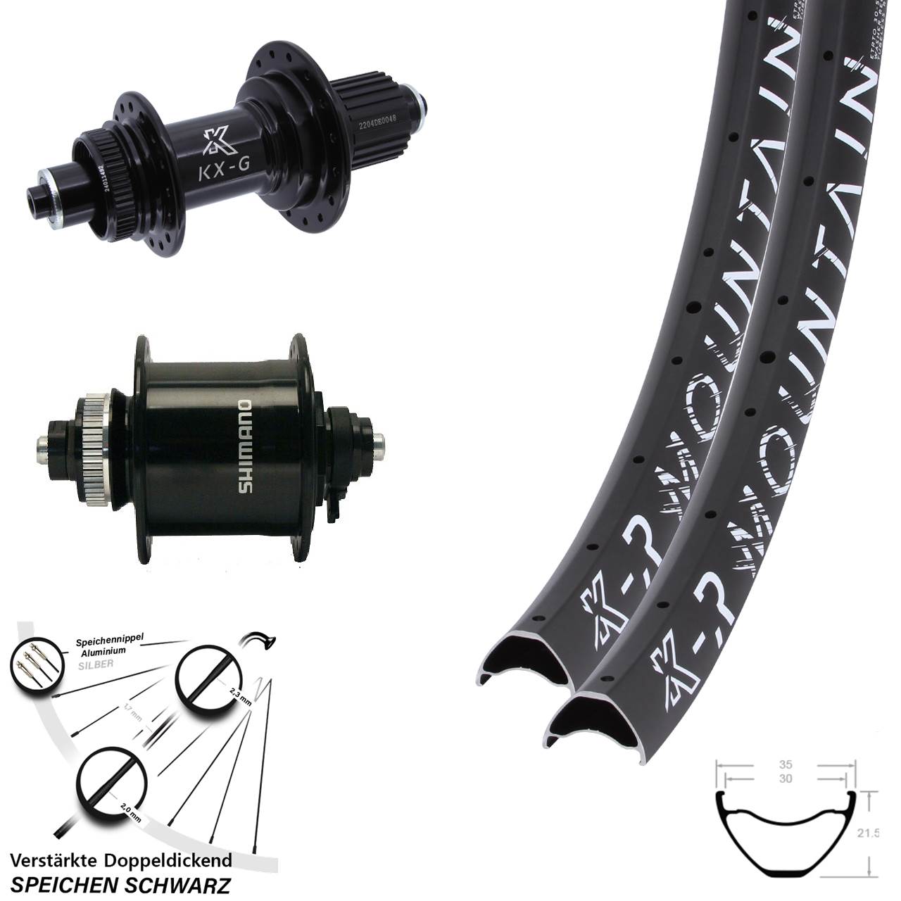 Disc Laufradsatz 29 Zoll KX-GSR Mountain Heavy Duty Shimano DH-UR700-3D Micro Spline QR