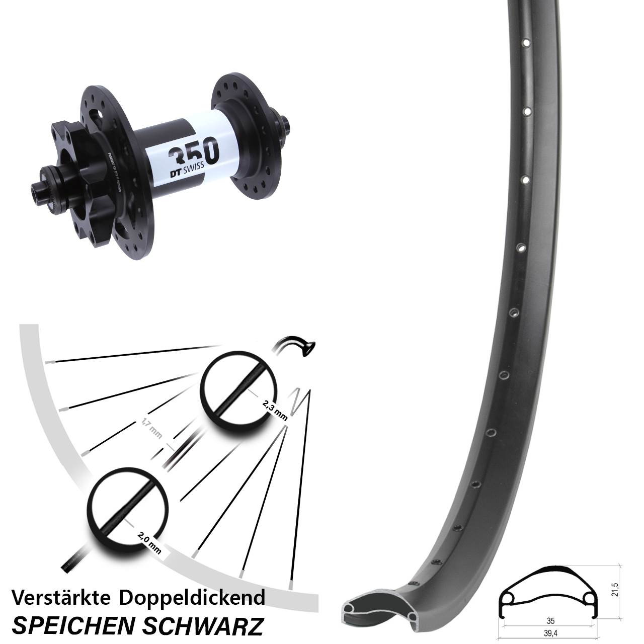 Vorderrad 6-Loch QR 29 Zoll Ambrosio E35 DT Swiss 350