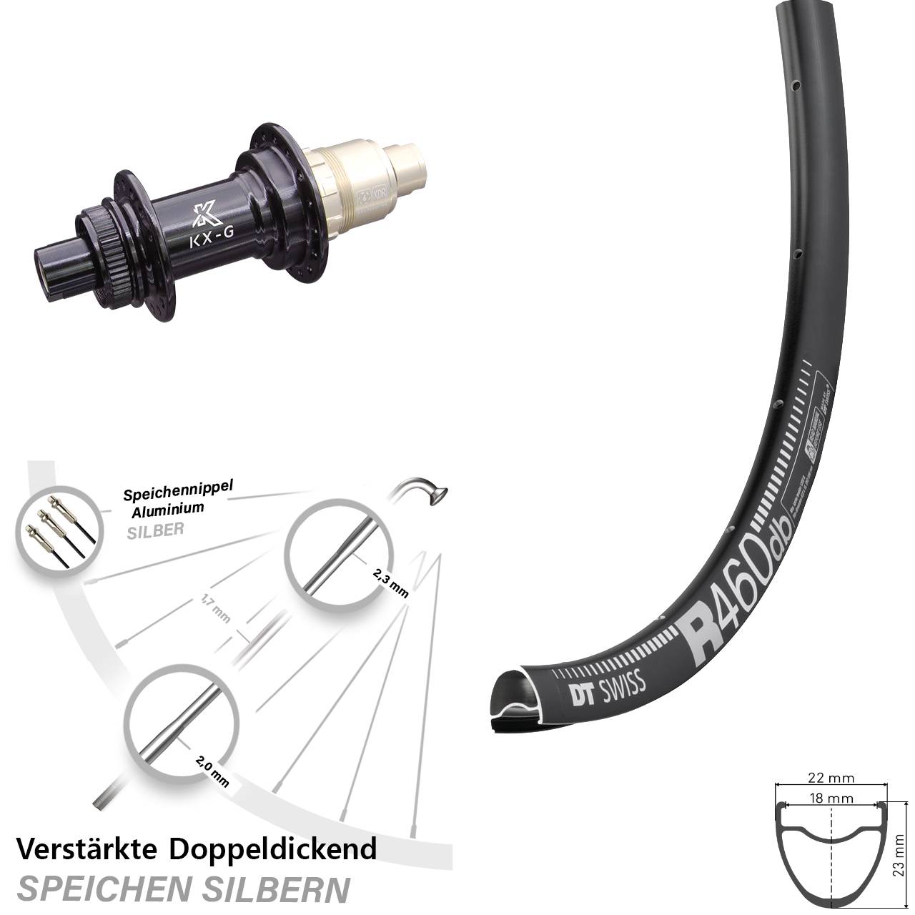 Hinterrad Centerlock 12x142 28 Zoll DT Swiss R 460 KX-G XDR