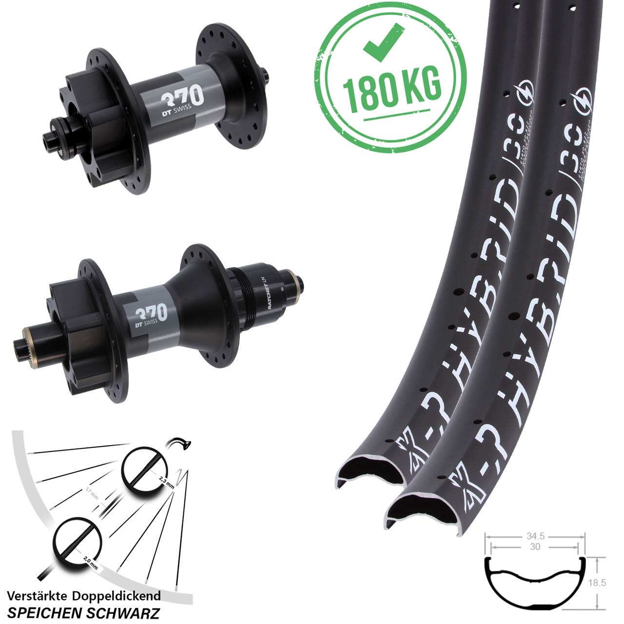 Disc Laufradsatz 29 Zoll KX-R Hybrid 30 DT Swiss 370 XD 11-12 fach QR