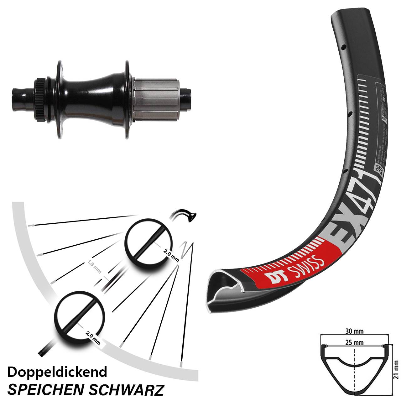 27,5 Zoll Hinteres Rad DT Swiss EX 471 mit Formula CL-142S Nabe 8-11 fach