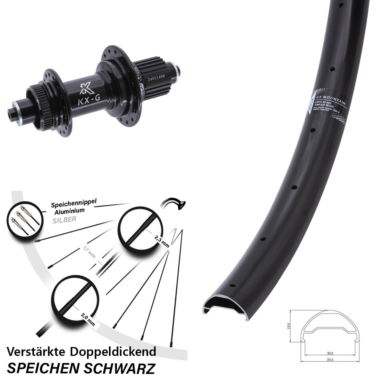 Disc Hinterrad für Schnellspanner 29 Zoll KX-G Mountain Shimano Micro Spline
