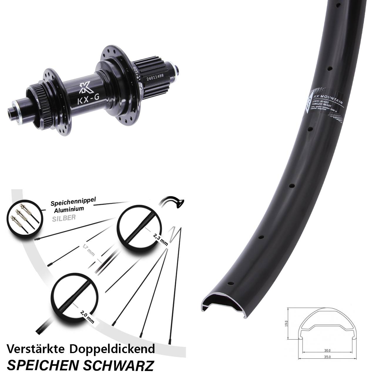 Disc Hinterrad für Schnellspanner 29 Zoll KX-G Mountain Shimano Micro Spline