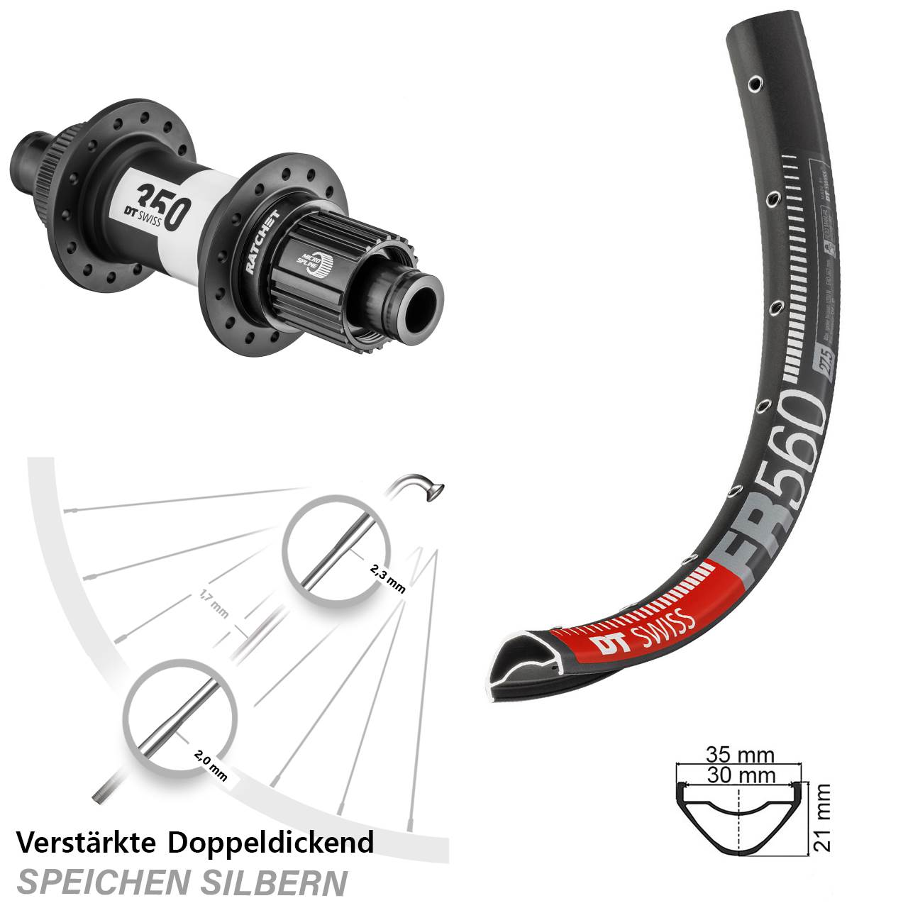 26 Zoll DT Swiss FR560-350 Boost Hinterrad 12x148 Micro Spline