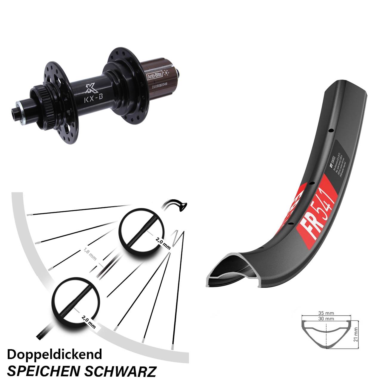 Centerlock Hinterrad 27,5 Zoll DT Swiss FR541 KX-B 8-12 fach HG QR Boost