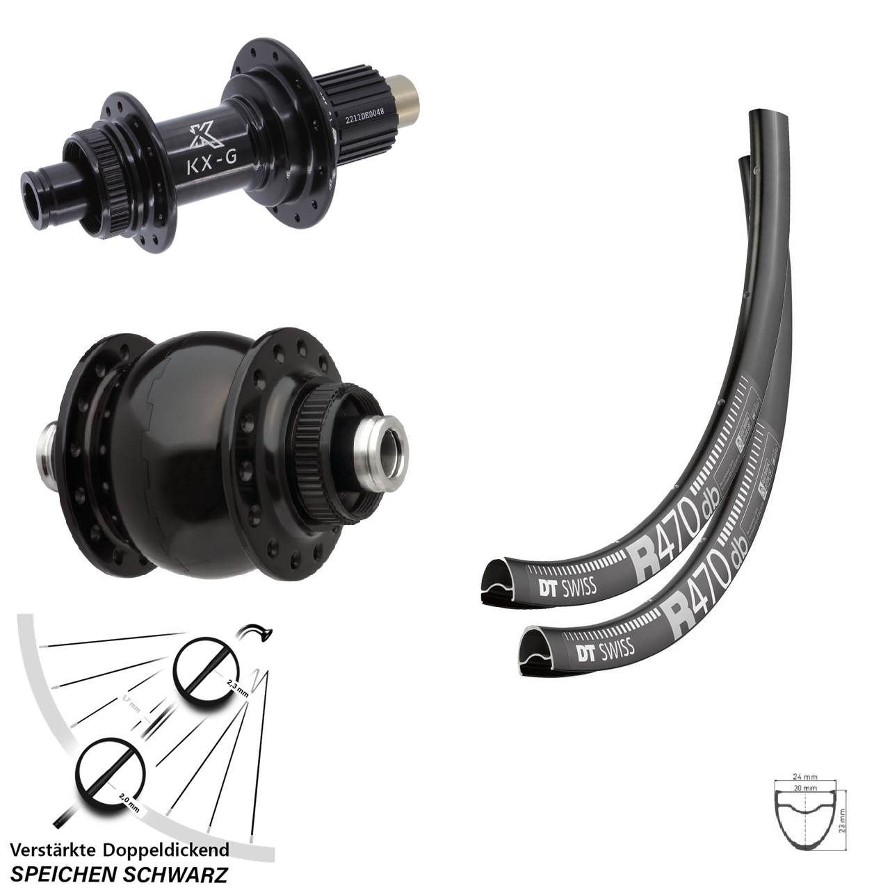 Disc Laufradsatz 28 Zoll DT Swiss R470 KX-G Steckachse SONdelux Micro Spline 12x100/142