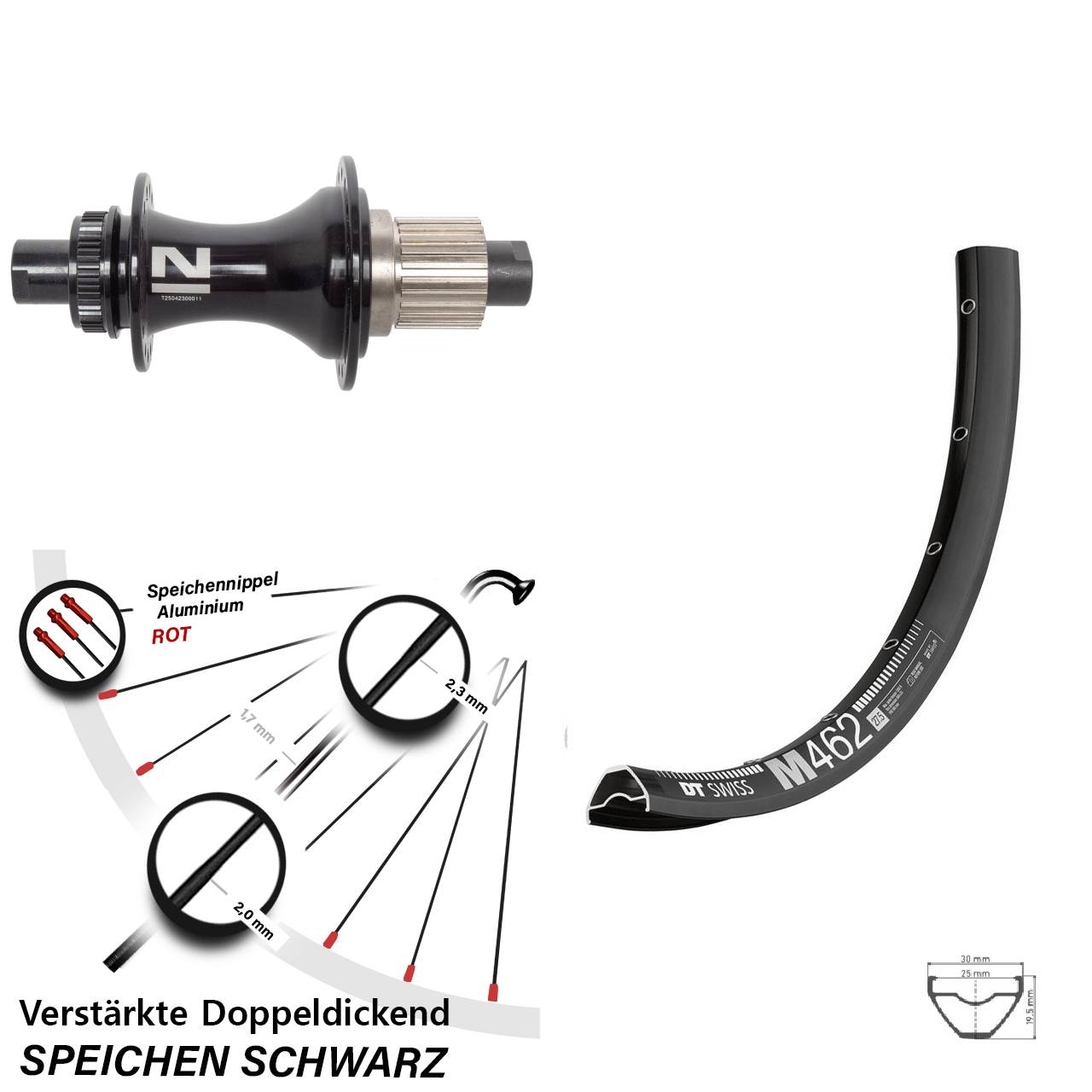 Hinterrad Centerlock 29 Zoll DT Swiss M462 Novatec D462 Micro Spline 12x148