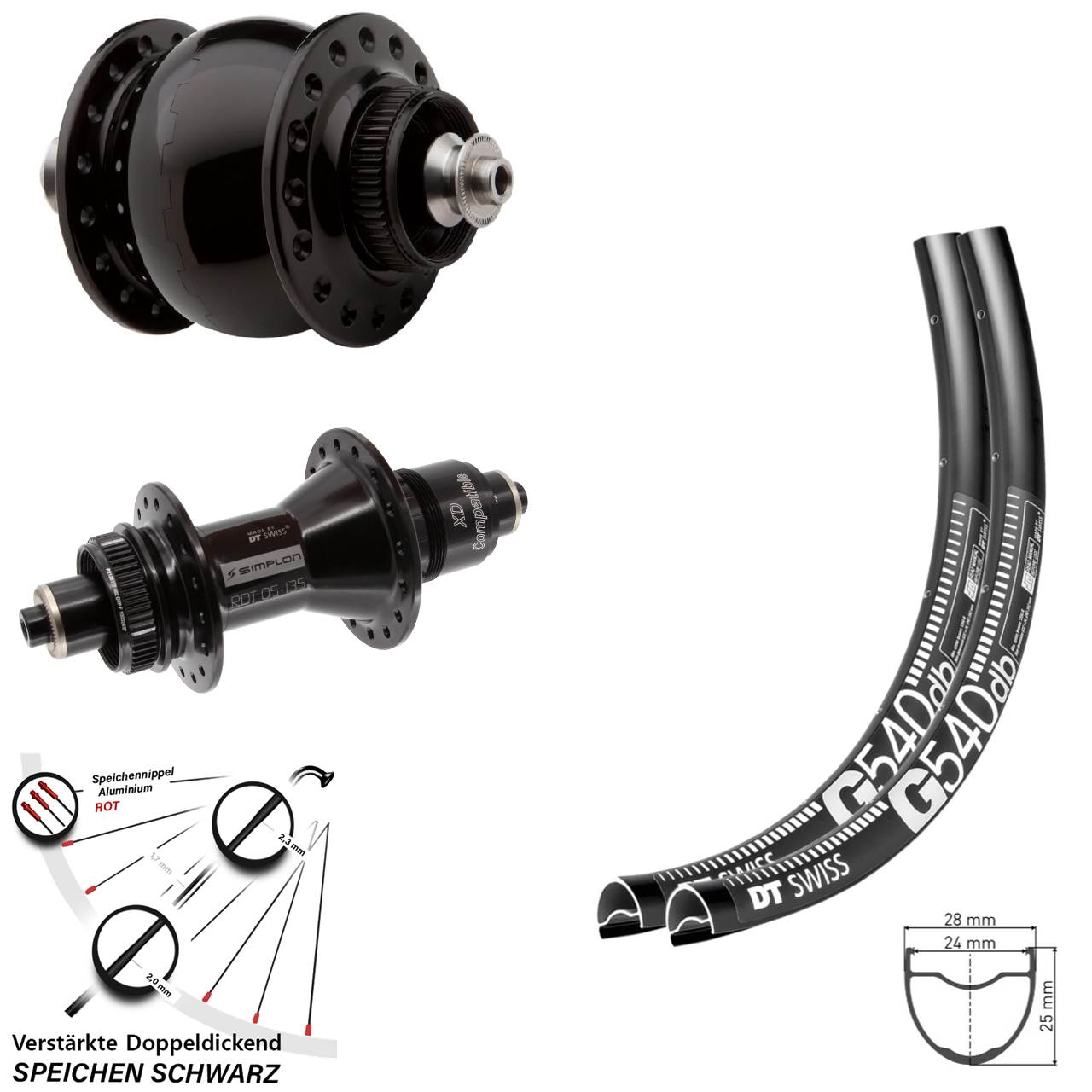 29 Zoll DT Swiss G 540 370 SON delux Laufradsatz Centerlock QR XD