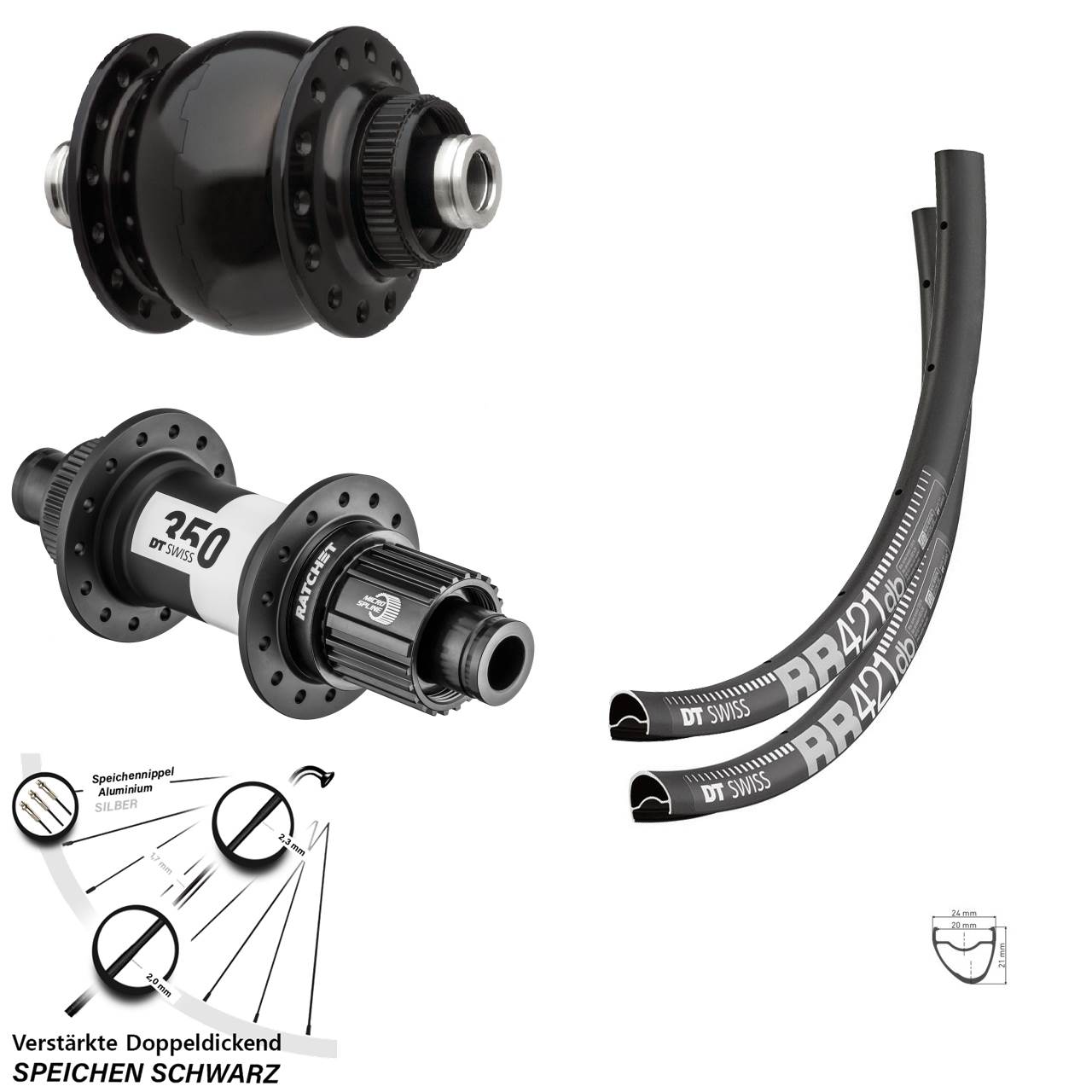 DT Swiss RR421-350 SONdelux 28 Zoll Centerlock Laufradsatz 12x100/142 Micro Spline