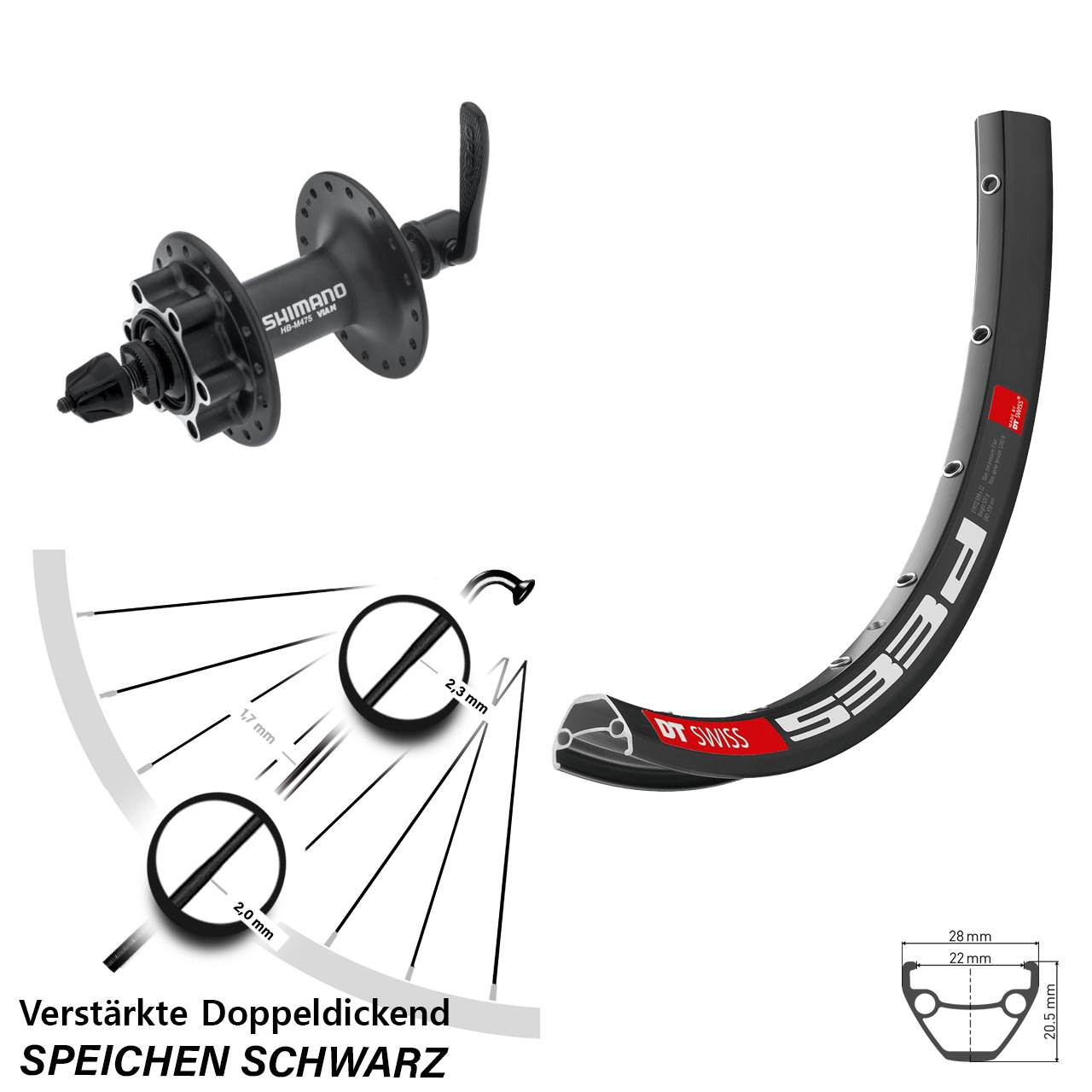 650B DT Swiss 533 D Shimano Alivio Vorderrad 6-Loch QR