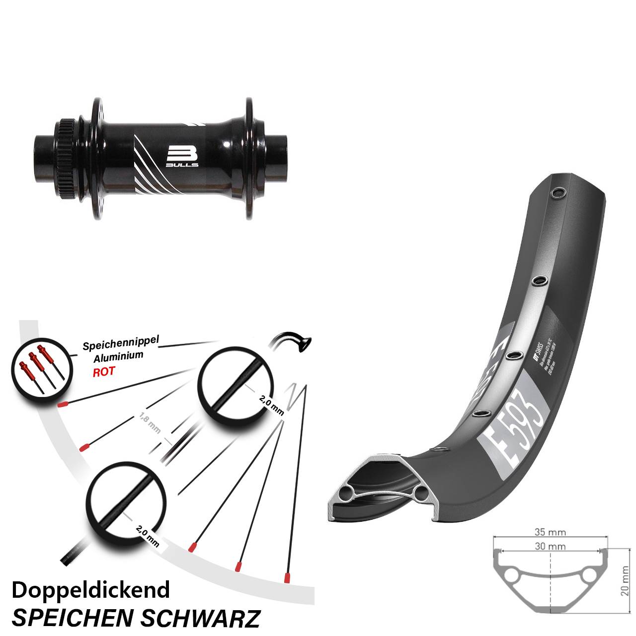 DT Swiss E 593 Formula CL-811 29 Zoll Centerlock Vorderrad 15x110 Boost