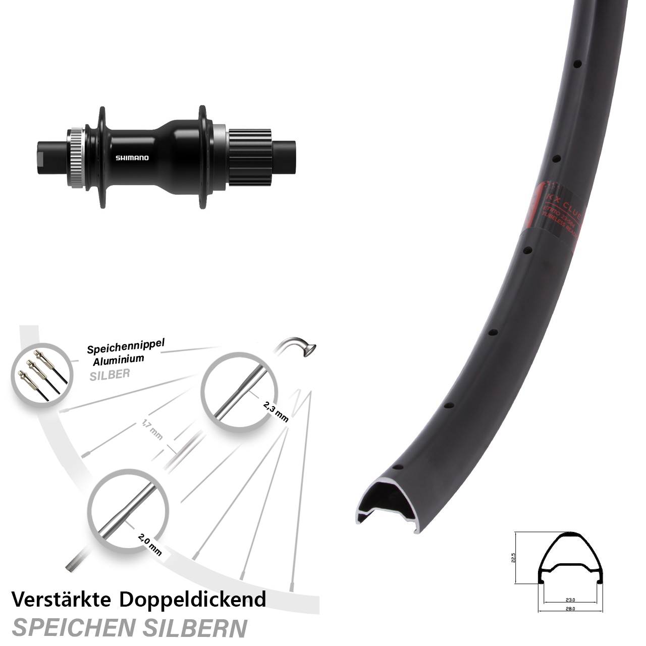 Hinterrad Centerlock 28-29 Zoll KX Clue Shimano FH-TC500-B Boost Micro Spline 12x148