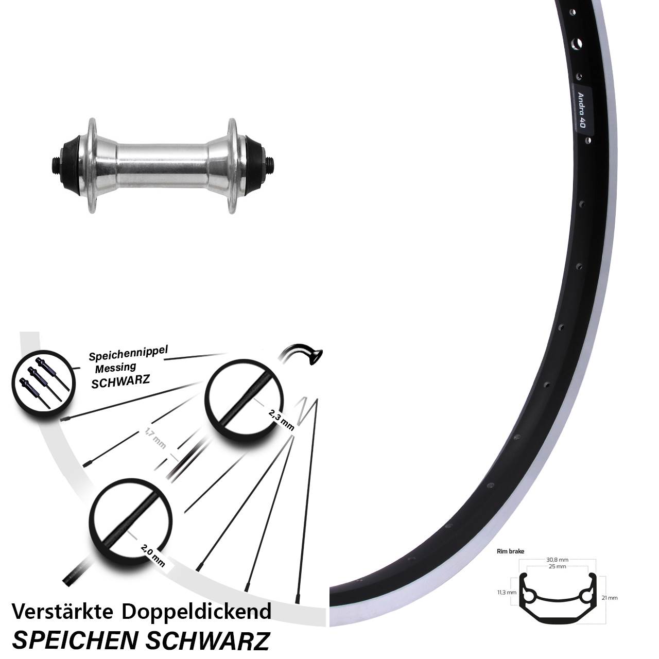 27,5 Zoll Ryde Andra 40 Formula FM-21 Vorderrad QR