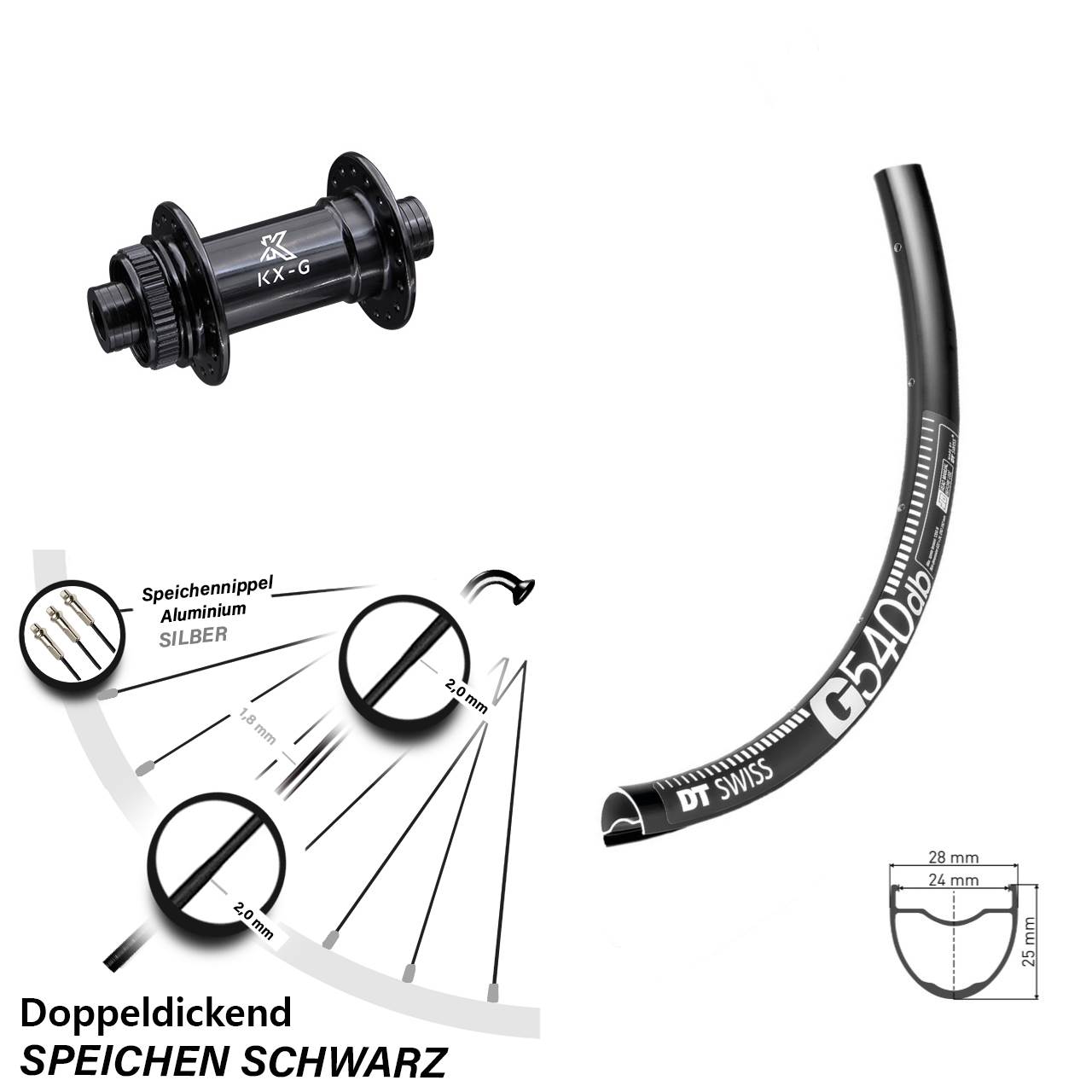 Centerlock Vorderrad 27,5 Zoll DT Swiss G 540 KX-G 12x100