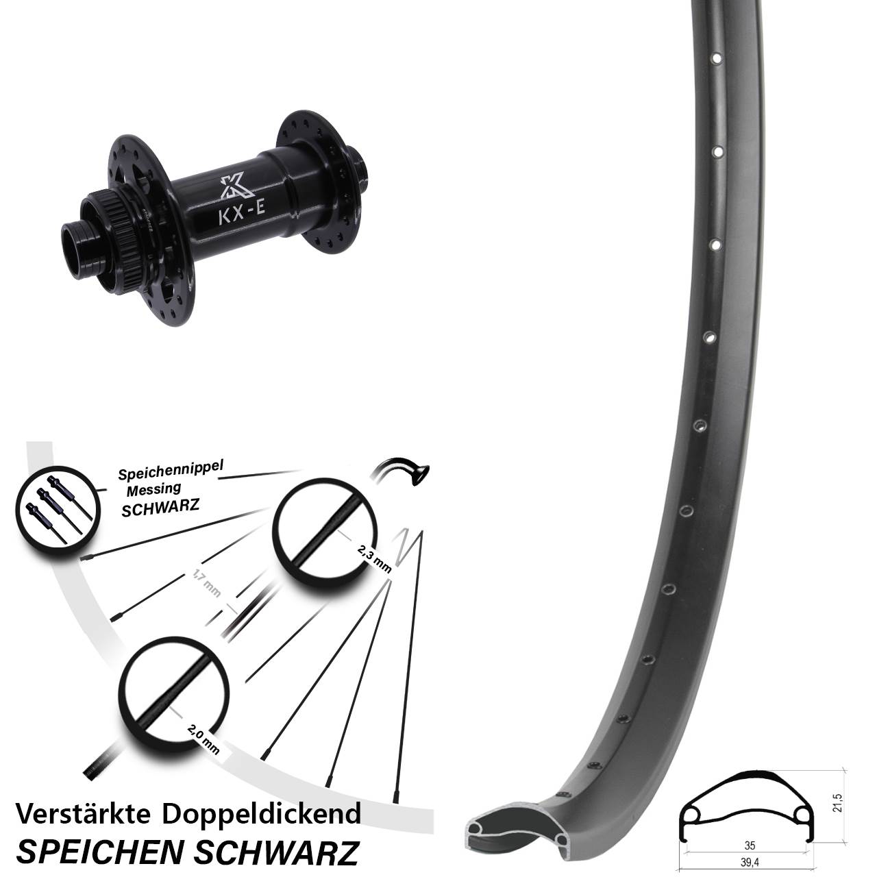 29 Zoll Ambrosio E35 KX-E Heavy Duty Disc Laufrad 15x110 Boost