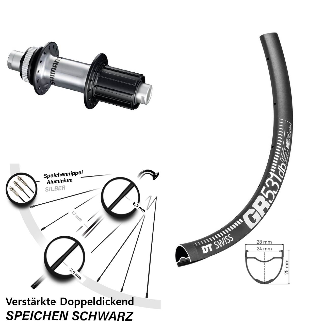 Disc Hinterrad 27,5 Zoll DT Swiss GR531 Shimano GRX 8-12 fach 12x142