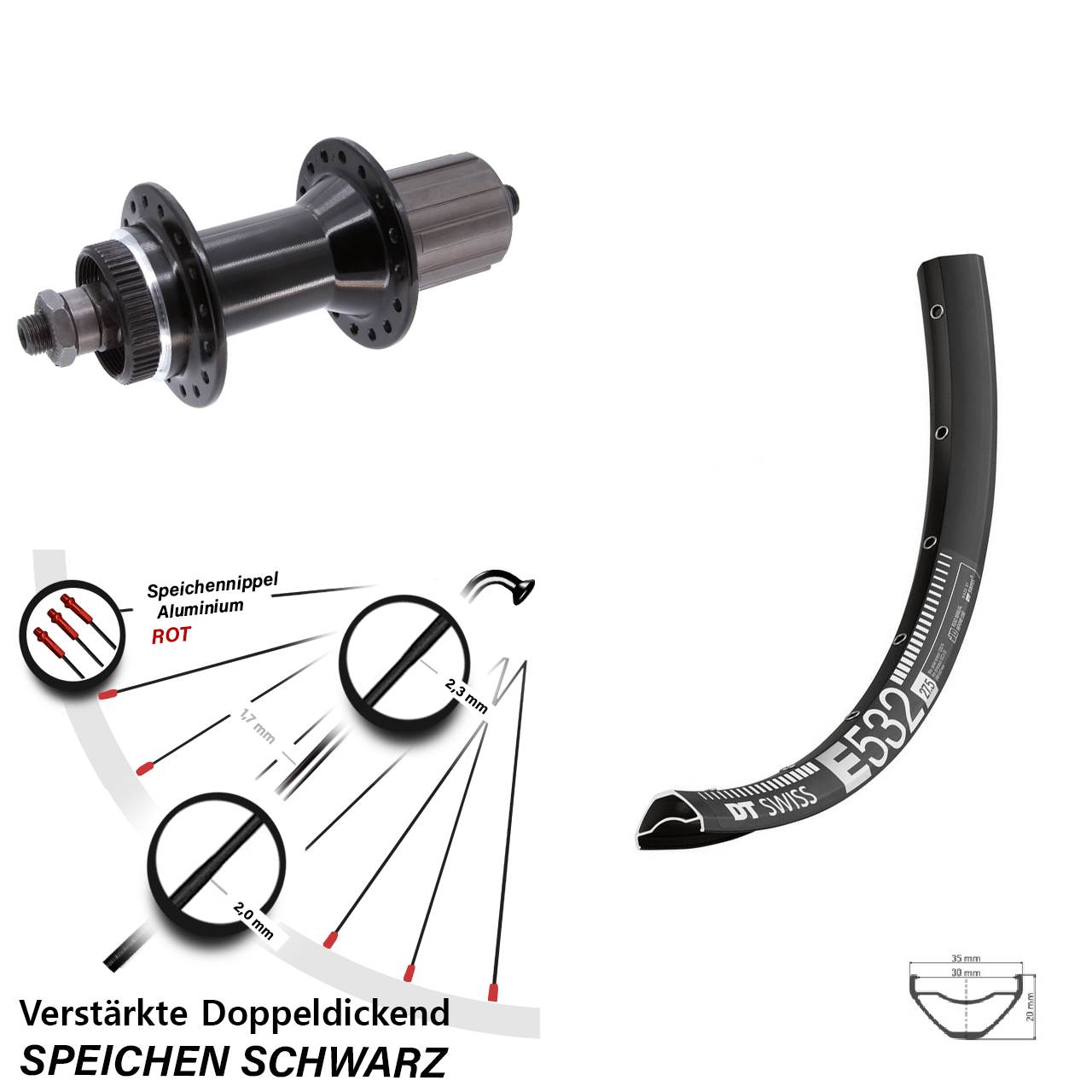 Disc Laufrad QR 27,5 Zoll DT Swiss E532 Joytech D762TSE Centerlock 5x135 mm 8-11 fach
