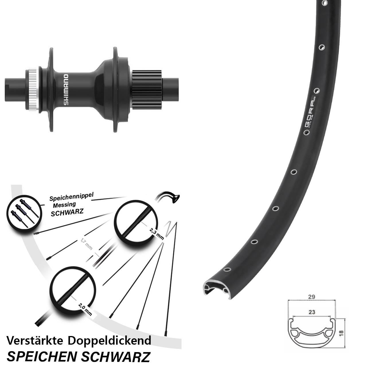 Hinterrad Centerlock 26 Zoll Gora 23 FH-MT410 Micro Spline 12x142