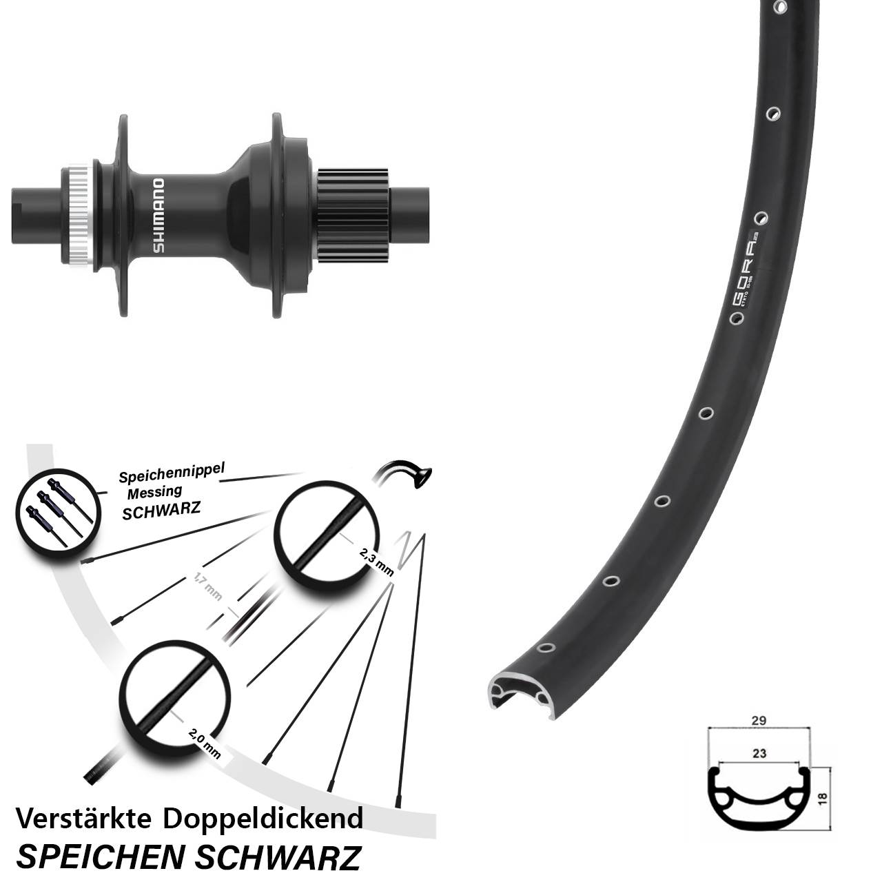 Hinterrad Centerlock 26 Zoll Gora 23 FH-MT410 Micro Spline 12x142