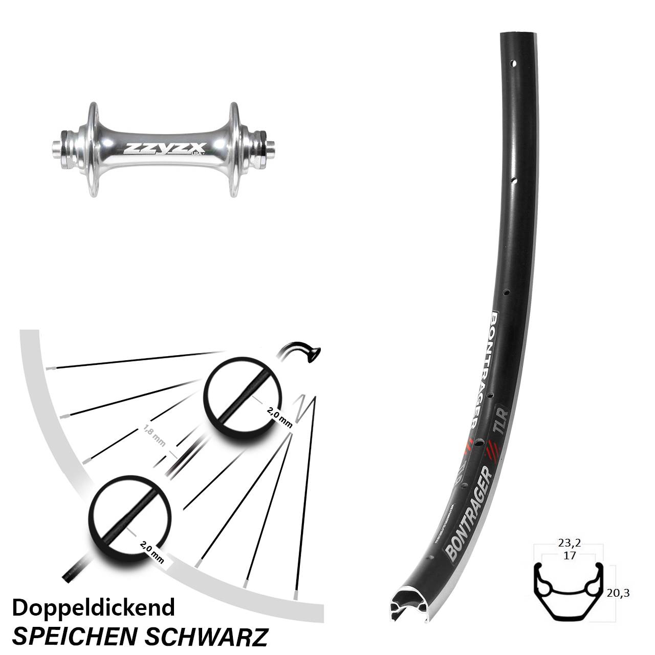 Vorderrad 28 Zoll Bontrager TLR Formula VR RB-91S