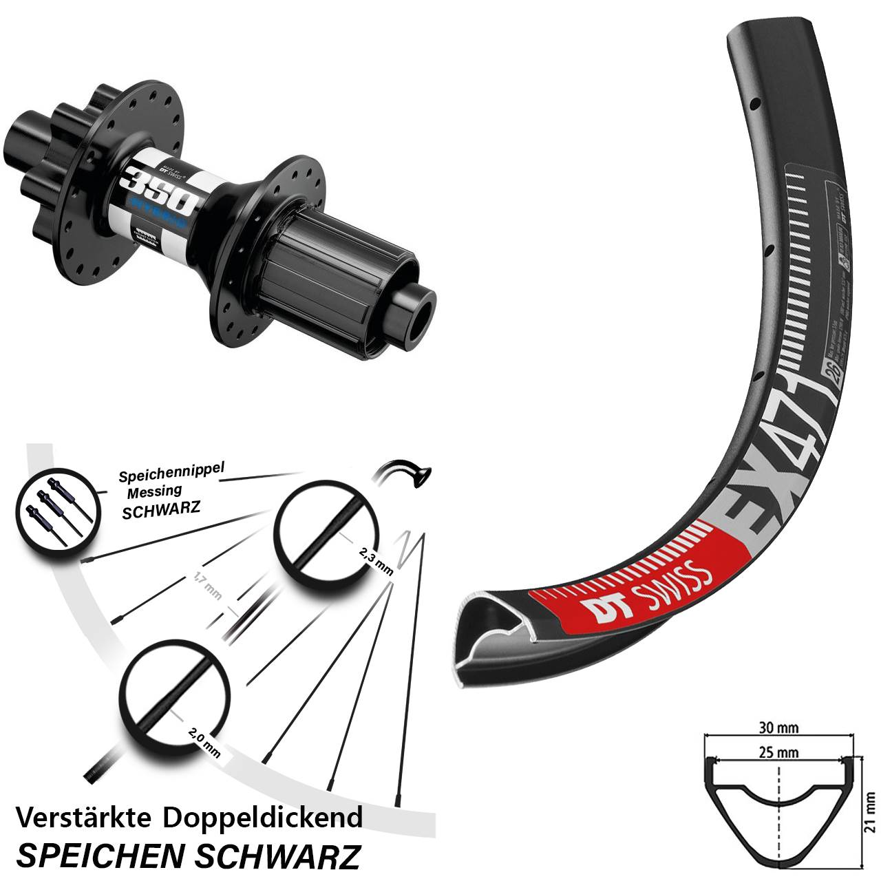 Disc Hinterrad 650B DT Swiss EX471-350 Hybrid 8-11 fach 12x148
