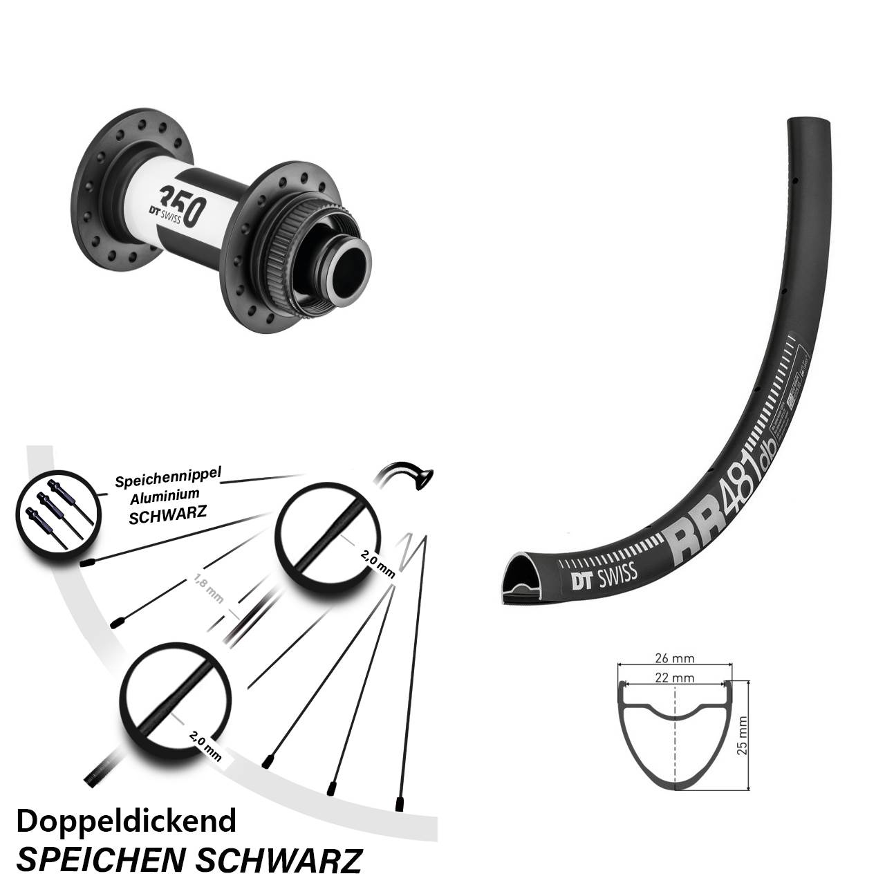 DT Swiss RR481 350 28 Zoll Vorderrad Centerlock 15x100